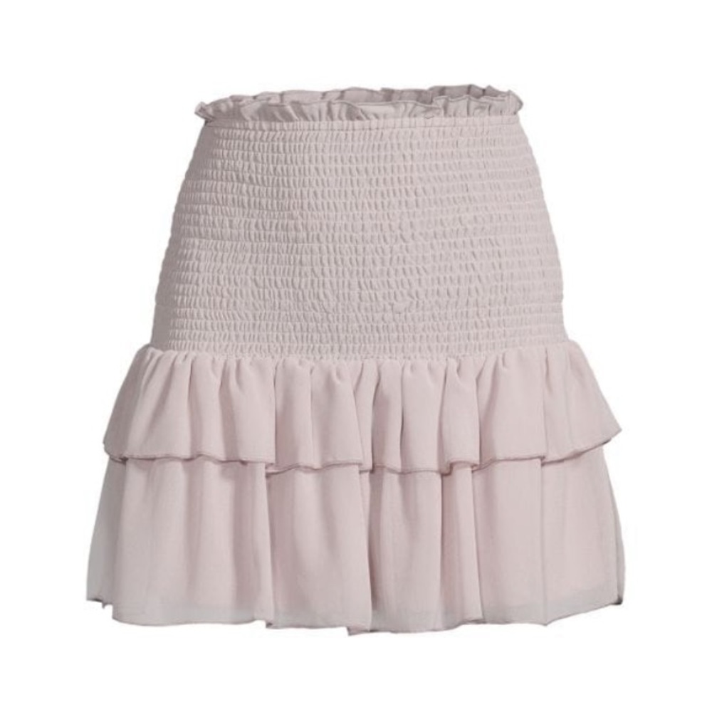 RD STYLE Smocked Tiered Mini Skirt Violet Ice Large - Picture 2 of 7